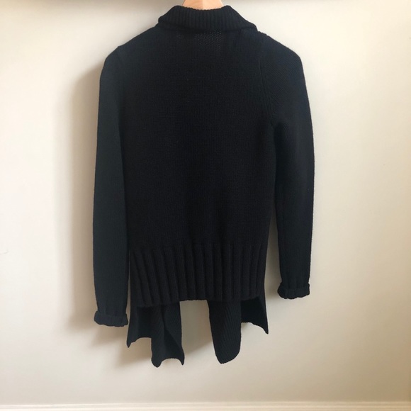 VINCE Black Ribbed Draped Cardigan - Size Small - Picture 5 of 8